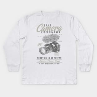 DSLR Camera Videographer Kids Long Sleeve T-Shirt